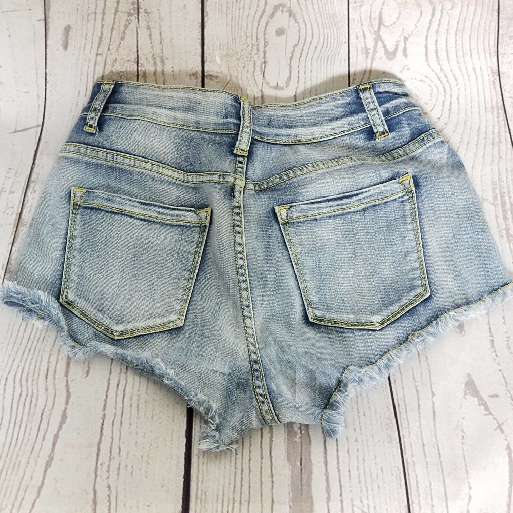 Mindcode Shorts Womens Small Blue Denim Skinny High Rise Cut Off Distressed - Picture 3 of 7